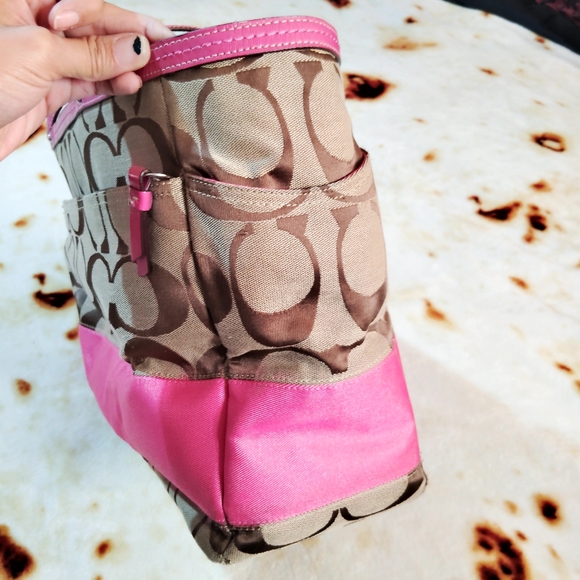 Vtg Y2K Authentic Coach Classic Monogram Barbiecore/Pinkcore Large Tote - Picture 9 of 16